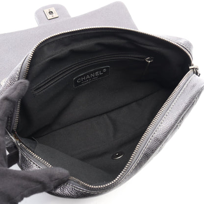 マトラッセ チェーンショルダーバッグ キャビアスキン グレー シルバー金具 シャネル バッグ CHANEL