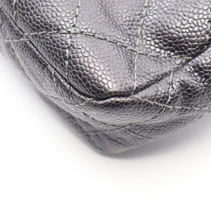 マトラッセ チェーンショルダーバッグ キャビアスキン グレー シルバー金具 シャネル バッグ CHANEL