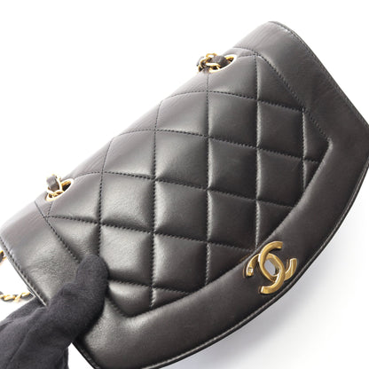 マトラッセ ダイアナフラップ チェーンショルダーバッグ ラムスキン ブラック ゴールド金具 シャネル バッグ CHANEL