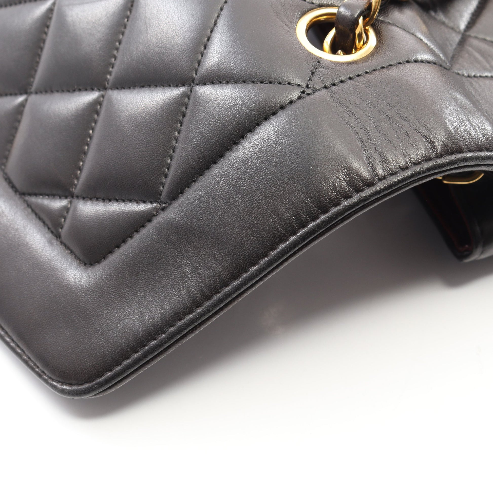 マトラッセ ダイアナフラップ チェーンショルダーバッグ ラムスキン ブラック ゴールド金具 シャネル バッグ CHANEL