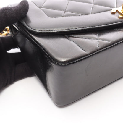 マトラッセ ダイアナフラップ チェーンショルダーバッグ ラムスキン ブラック ゴールド金具 シャネル バッグ CHANEL