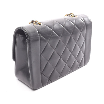 マトラッセ ダイアナフラップ チェーンショルダーバッグ ラムスキン ブラック ゴールド金具 シャネル バッグ CHANEL