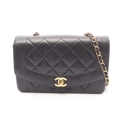 マトラッセ ダイアナフラップ チェーンショルダーバッグ ラムスキン ブラック ゴールド金具 シャネル バッグ CHANEL