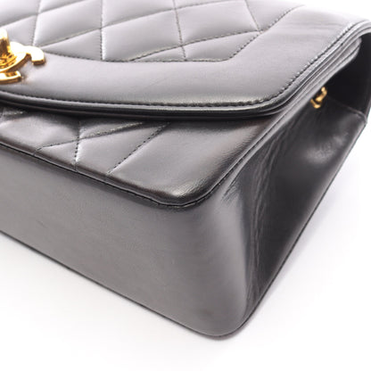 マトラッセ ダイアナフラップ チェーンショルダーバッグ ラムスキン ブラック ゴールド金具 シャネル バッグ CHANEL