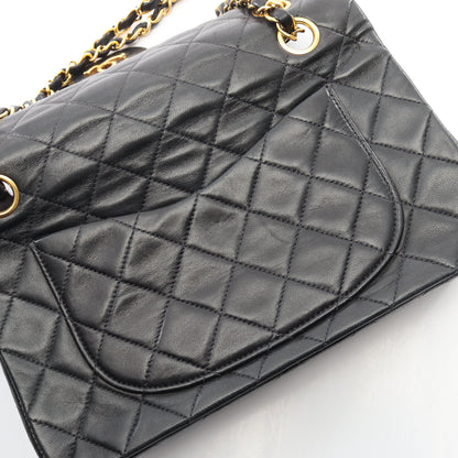 マトラッセ Wフラップ ヴィンテージ Wチェーンショルダーバッグ ラムスキン ブラック ゴールド金具 シャネル バッグ CHANEL