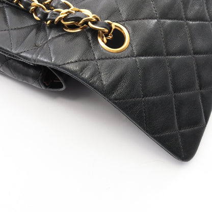 マトラッセ Wフラップ ヴィンテージ Wチェーンショルダーバッグ ラムスキン ブラック ゴールド金具 シャネル バッグ CHANEL