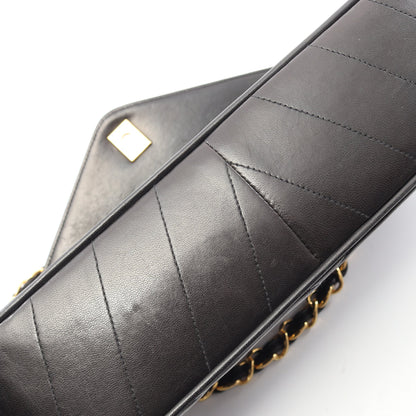 Vステッチ チェーンショルダーバッグ ラムスキン ブラック ゴールド金具 シャネル バッグ CHANEL