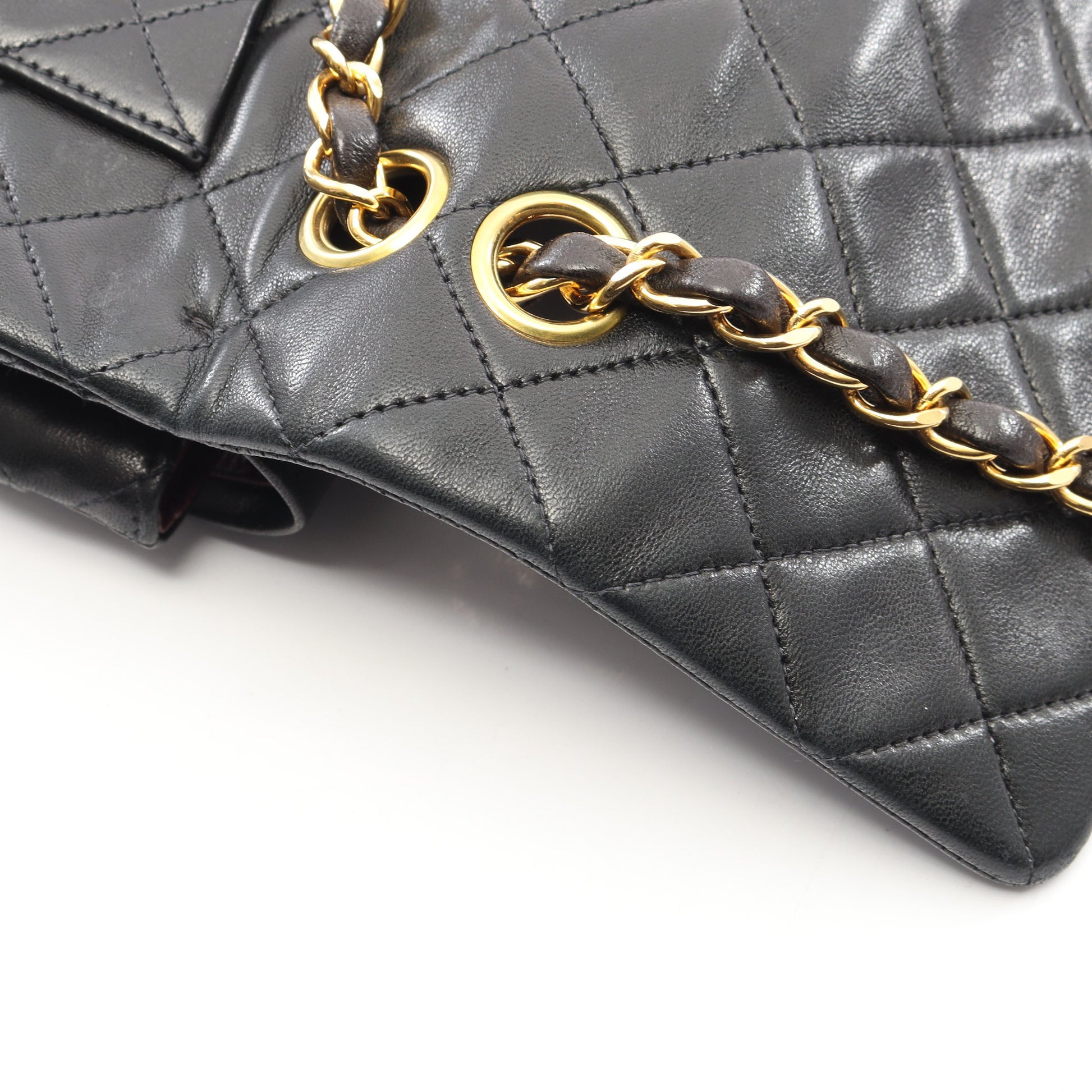 マトラッセ Wフラップ Wチェーンショルダーバッグ ラムスキン ブラック ゴールド金具 シャネル バッグ CHANEL