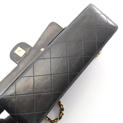 マトラッセ Wフラップ Wチェーンショルダーバッグ ラムスキン ブラック ゴールド金具 シャネル バッグ CHANEL