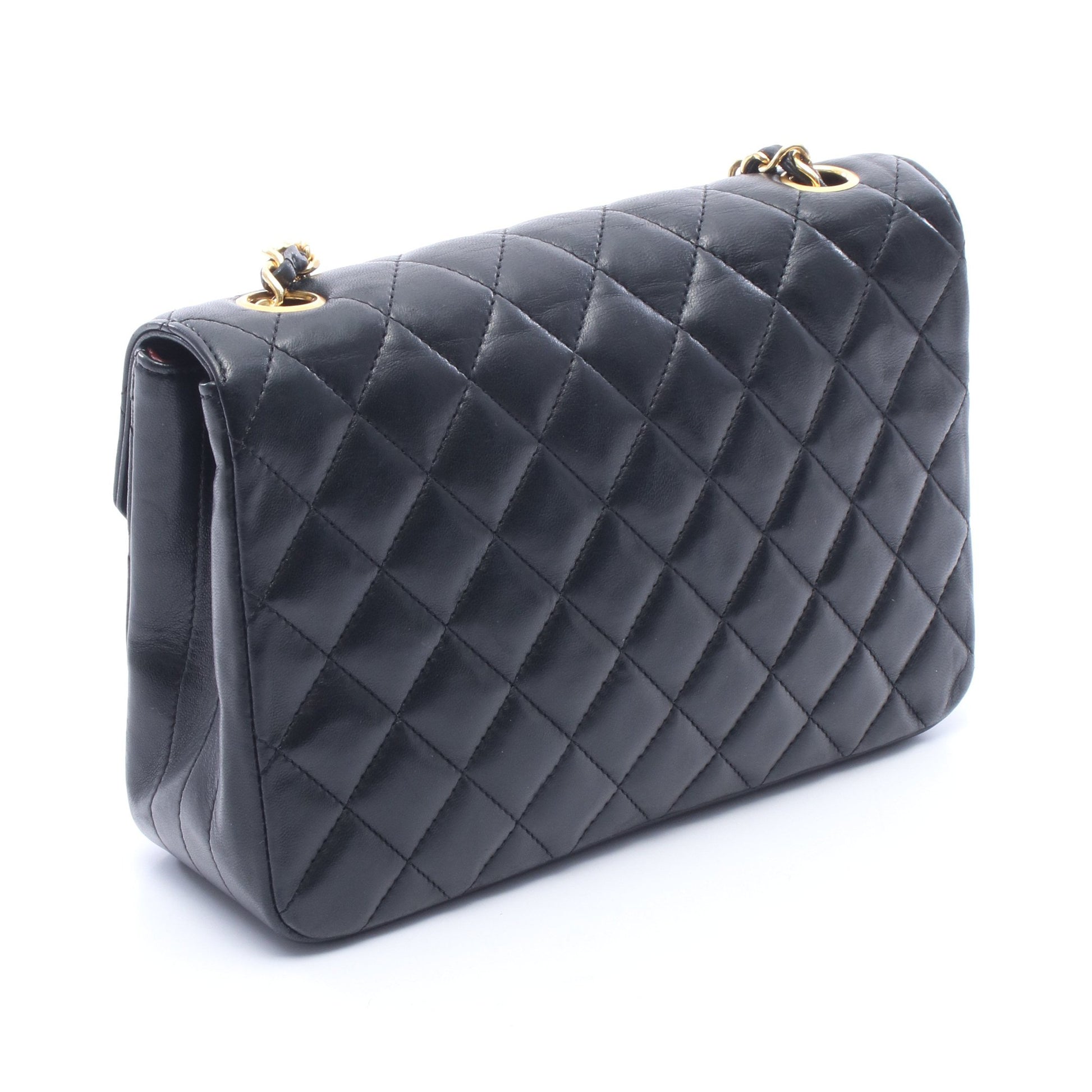 マトラッセ チェーンショルダーバッグ ラムスキン ブラック ゴールド金具 シャネル バッグ CHANEL