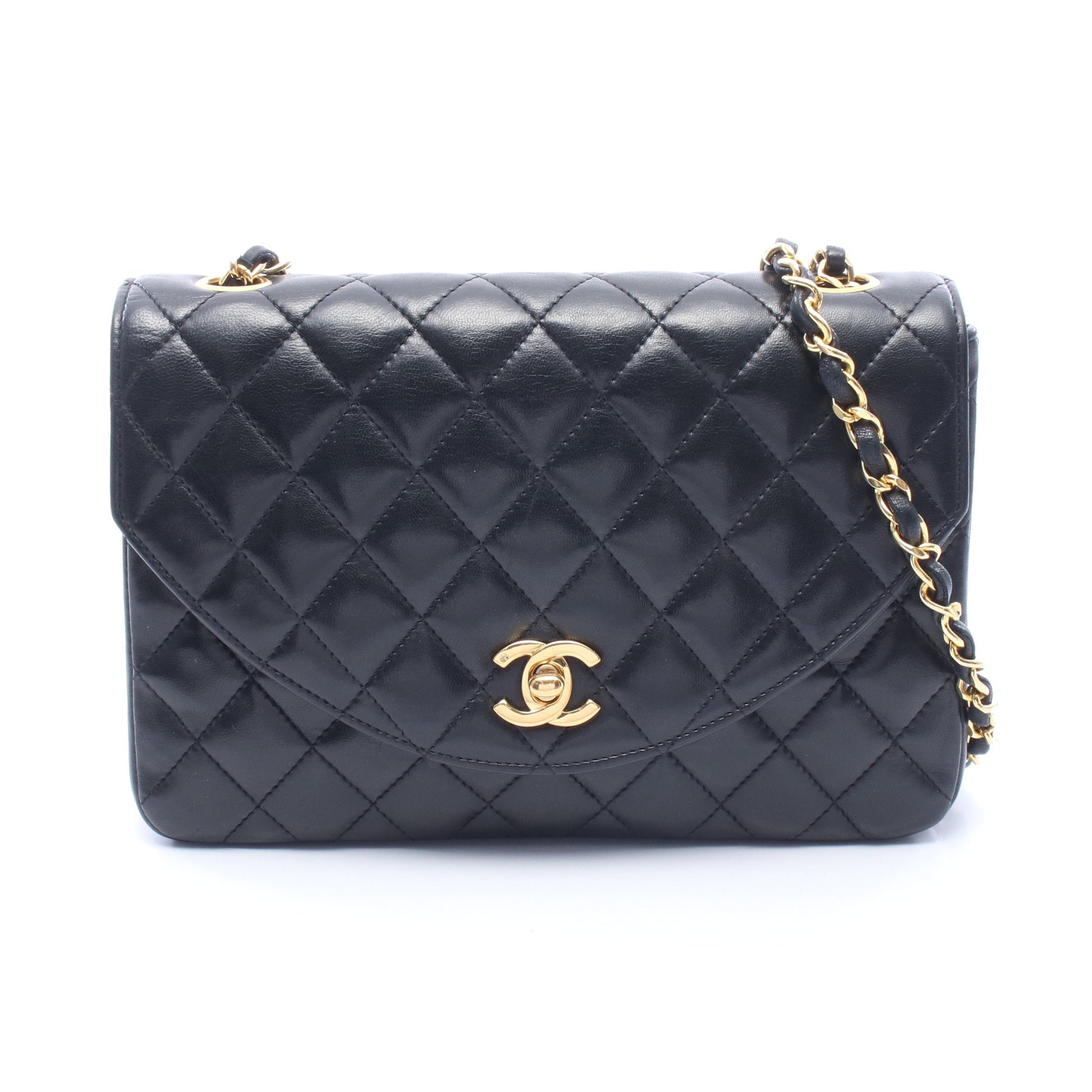 マトラッセ チェーンショルダーバッグ ラムスキン ブラック ゴールド金具 シャネル バッグ CHANEL