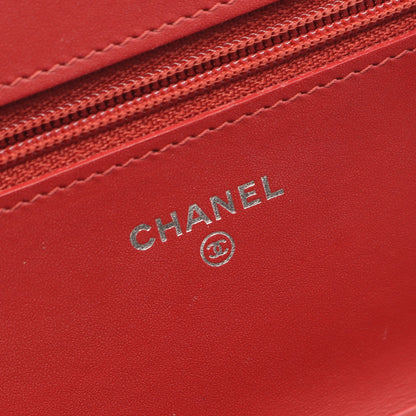 ボーイシャネル マトラッセ チェーンウォレット キャビアスキン レッド シルバー金具 シャネル バッグ CHANEL