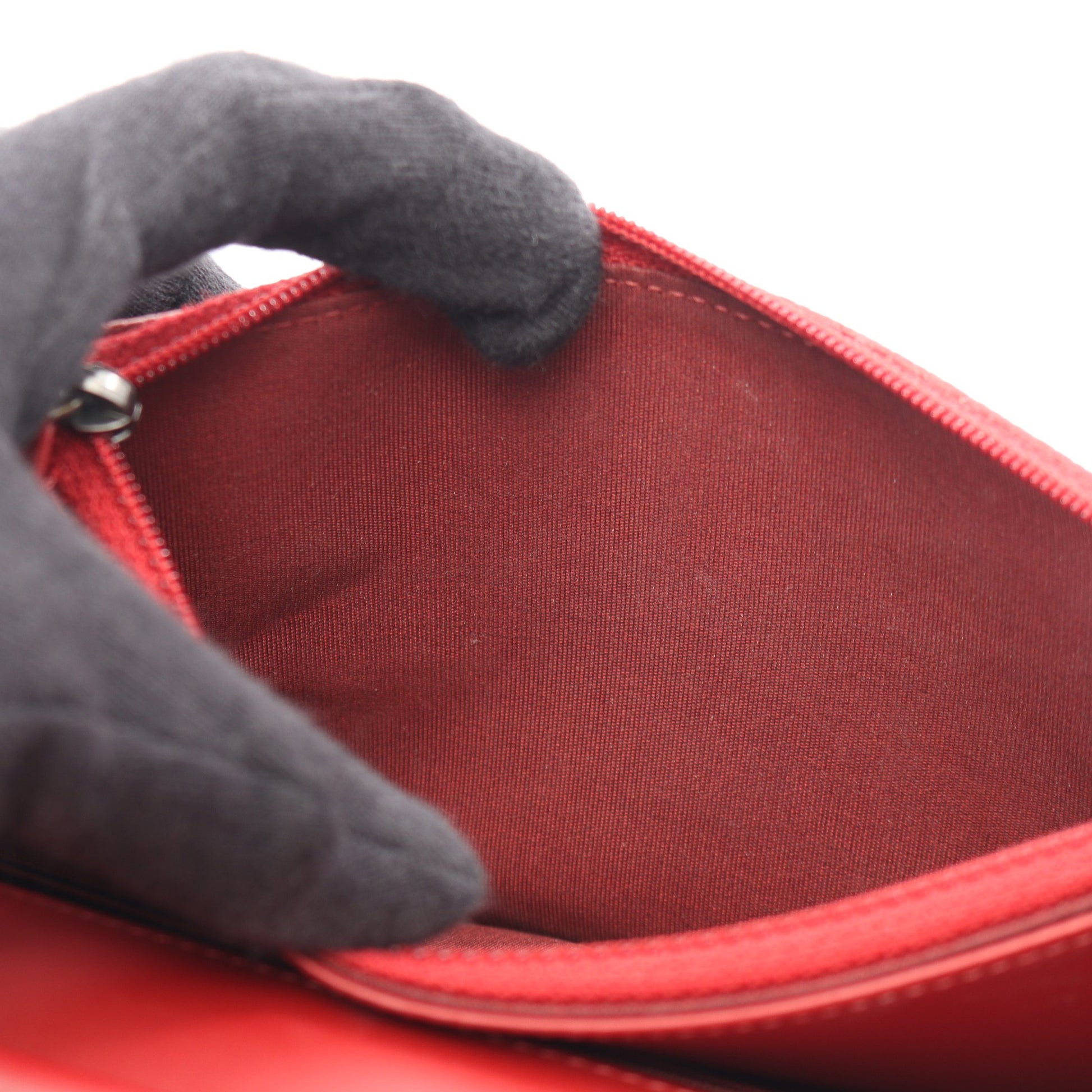 ボーイシャネル マトラッセ チェーンウォレット キャビアスキン レッド シルバー金具 シャネル バッグ CHANEL