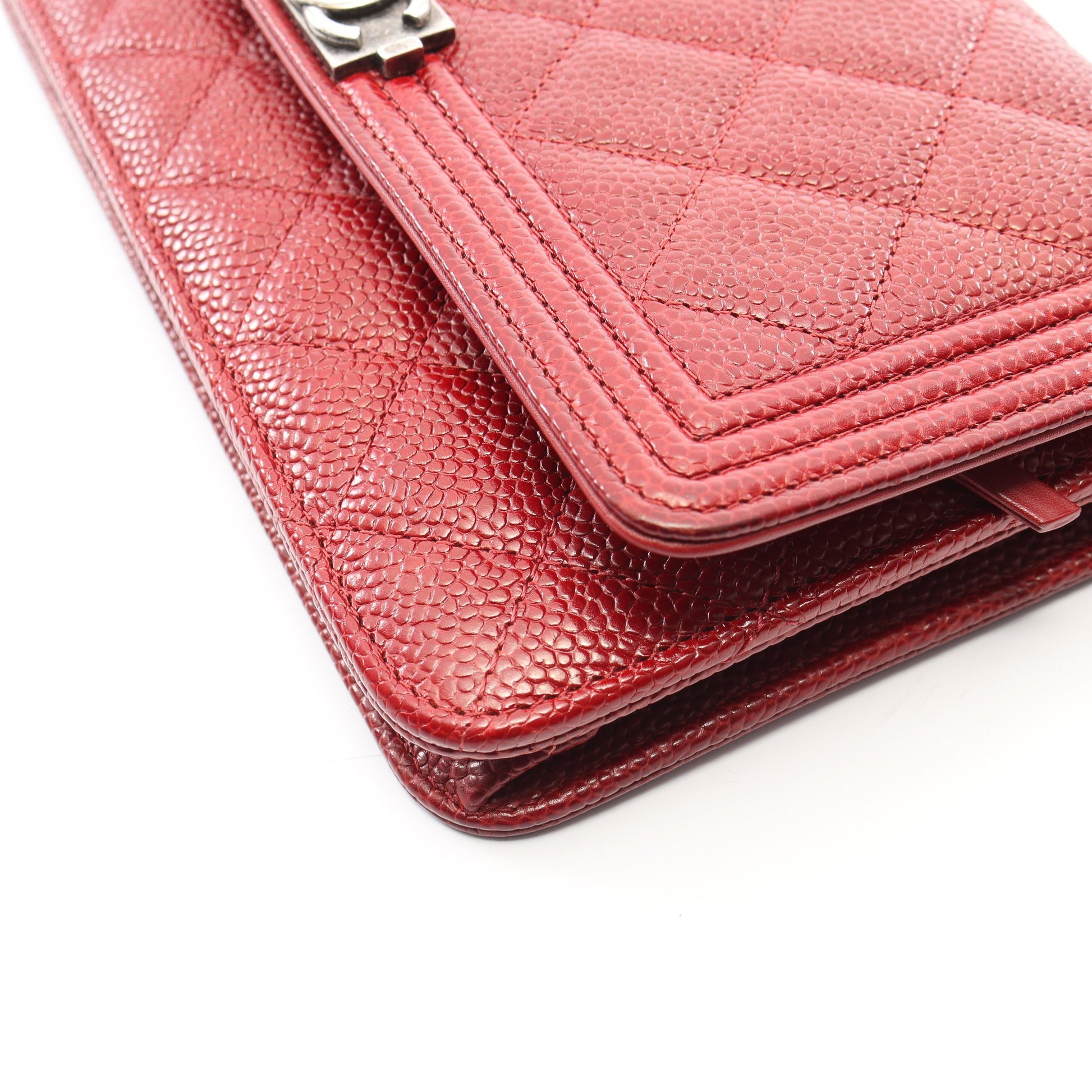 ボーイシャネル マトラッセ チェーンウォレット キャビアスキン レッド シルバー金具 シャネル バッグ CHANEL