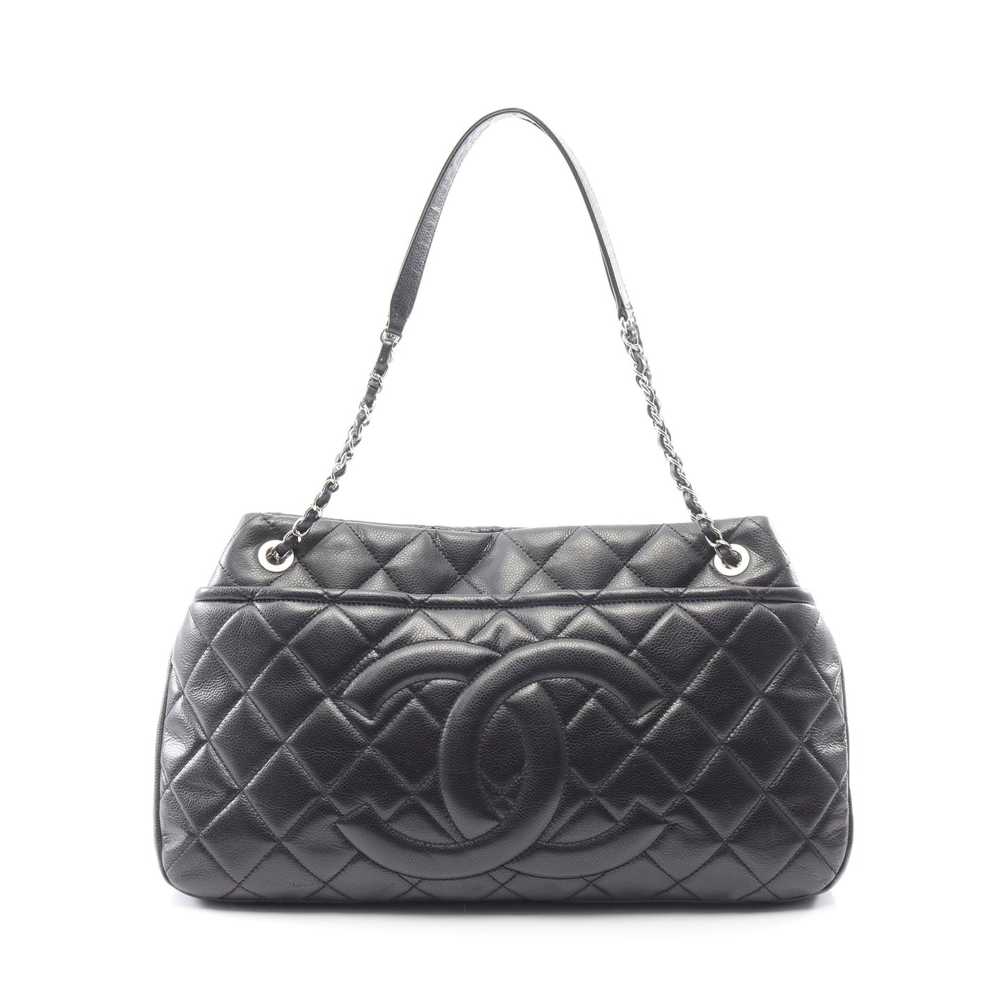 マトラッセ チェーンショルダーバッグ チェーントートバッグ キャビアスキン ブラック シルバー金具 シャネル バッグ CHANEL