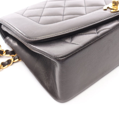 マトラッセ ダイアナフラップ チェーンショルダーバッグ ラムスキン ブラック ゴールド金具 シャネル バッグ CHANEL