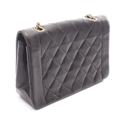 マトラッセ ダイアナフラップ チェーンショルダーバッグ ラムスキン ブラック ゴールド金具 シャネル バッグ CHANEL