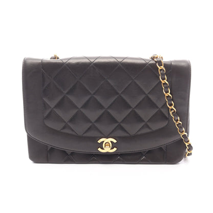 マトラッセ ダイアナフラップ チェーンショルダーバッグ ラムスキン ブラック ゴールド金具 シャネル バッグ CHANEL