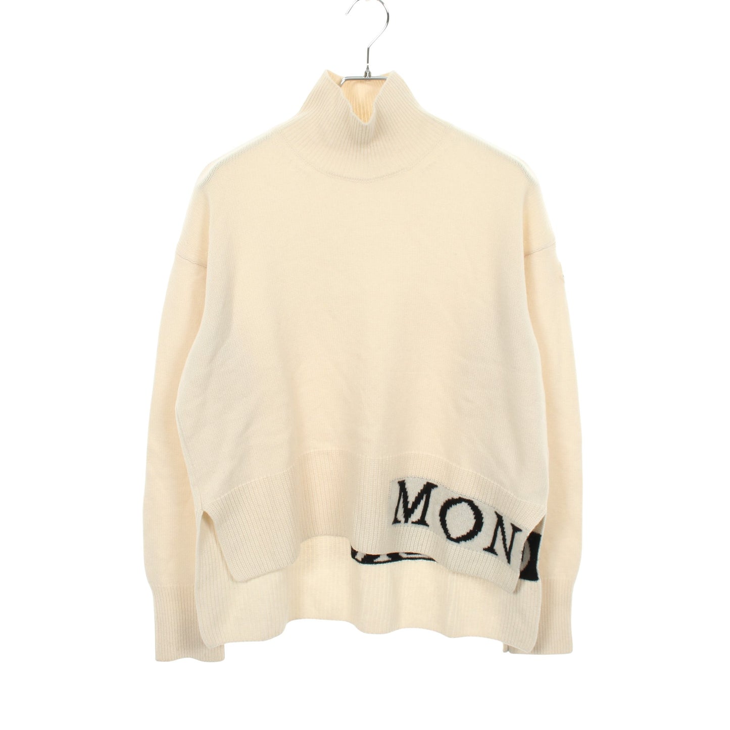 タートルネック ロゴ ニット ウール アイボリー ブラック モンクレール トップス MONCLER