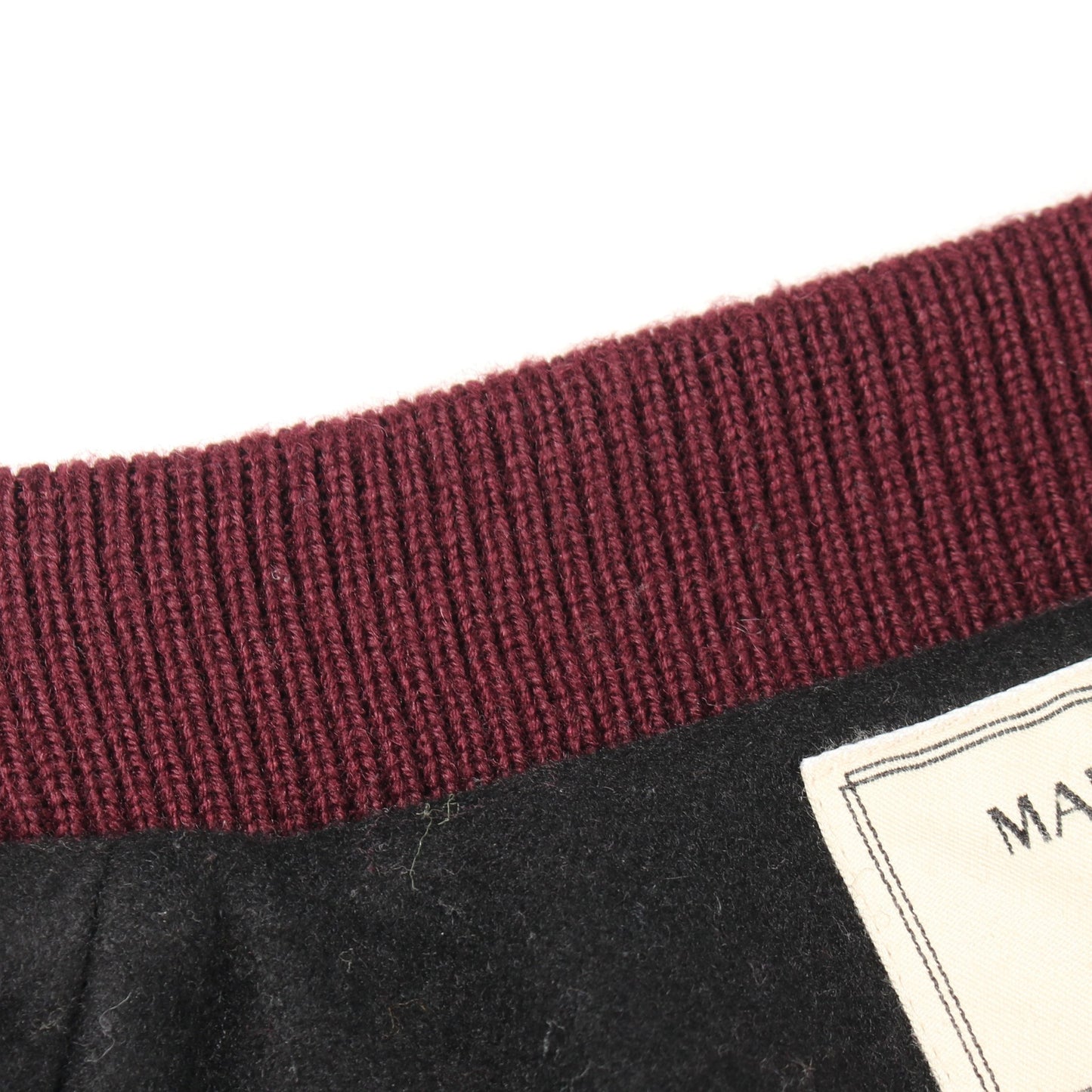 ロゴワッペン ニット切替 スタジャン ウール ブラック ボルドー メゾンキツネ アウター MAISON KITSUNE