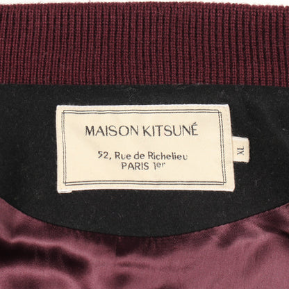 ロゴワッペン ニット切替 スタジャン ウール ブラック ボルドー メゾンキツネ アウター MAISON KITSUNE