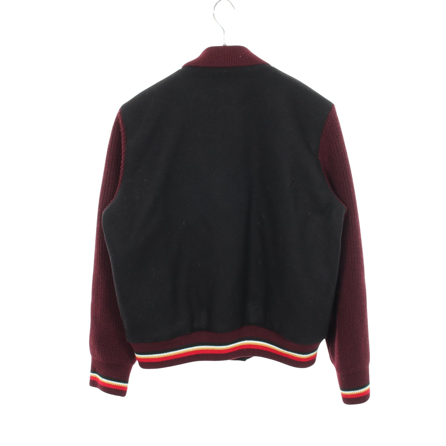 ロゴワッペン ニット切替 スタジャン ウール ブラック ボルドー メゾンキツネ アウター MAISON KITSUNE