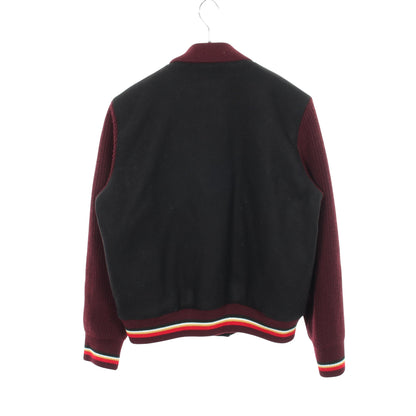 ロゴワッペン ニット切替 スタジャン ウール ブラック ボルドー メゾンキツネ アウター MAISON KITSUNE