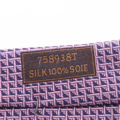 総柄 ネクタイ シルク ピンク ネイビー エルメス 財布・小物 HERMES