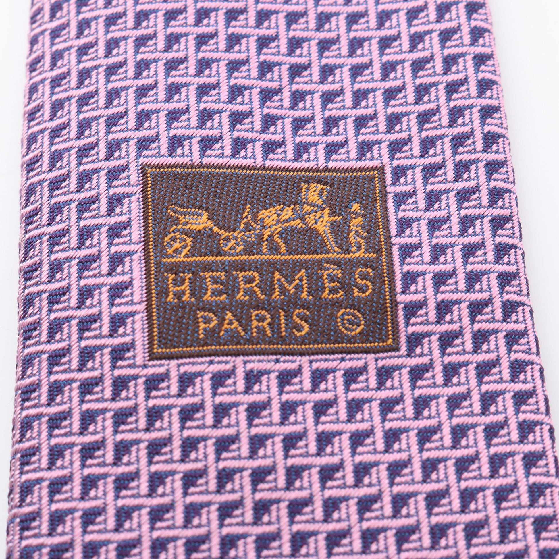 総柄 ネクタイ シルク ピンク ネイビー エルメス 財布・小物 HERMES