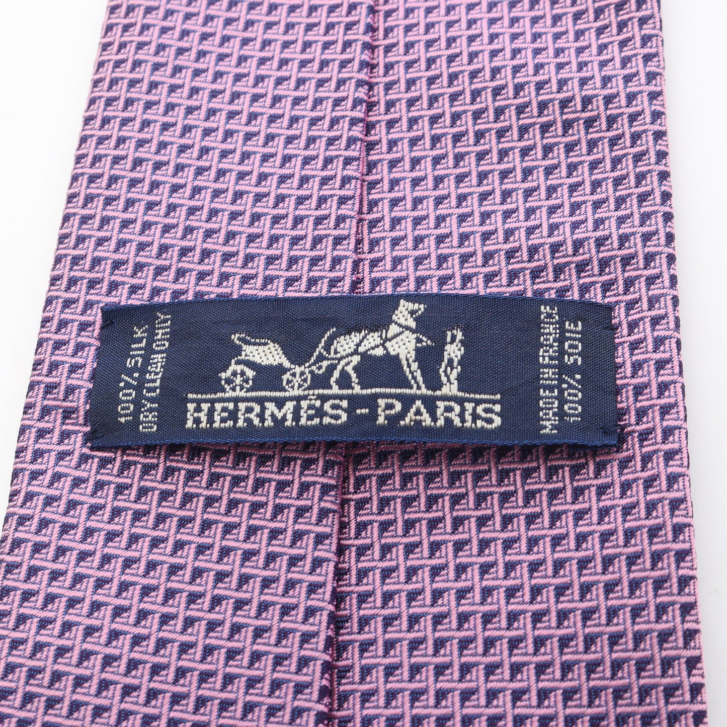総柄 ネクタイ シルク ピンク ネイビー エルメス 財布・小物 HERMES