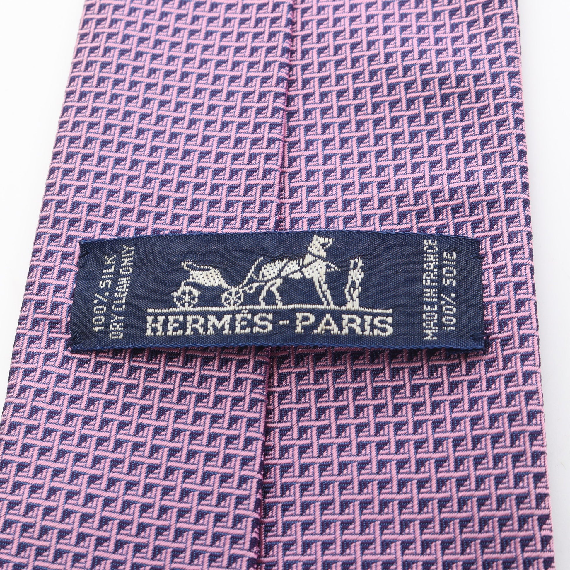 総柄 ネクタイ シルク ピンク ネイビー エルメス 財布・小物 HERMES