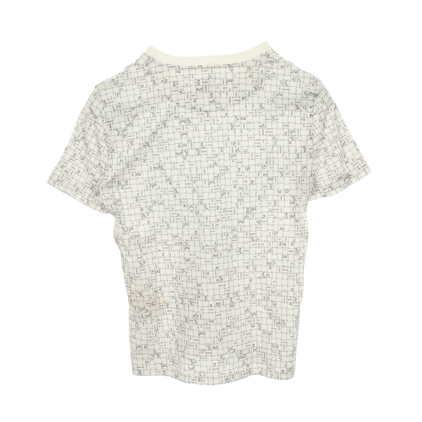 BOLDUC AU CARRE ボルデュック チェック 半袖Tシャツ クルーネック コットン ホワイト エルメス トップス HERMES