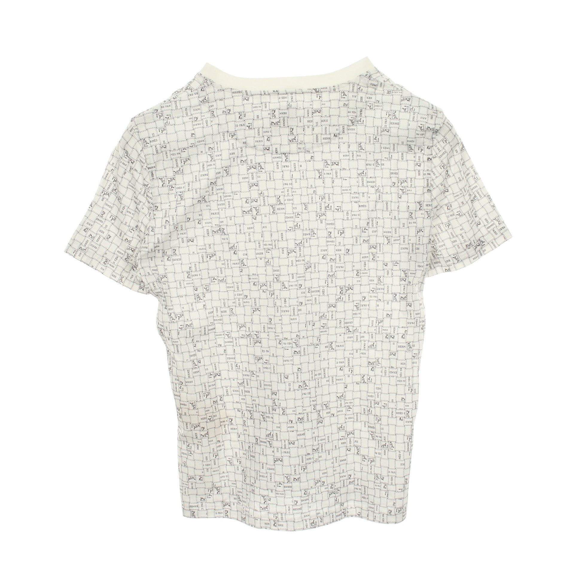 BOLDUC AU CARRE ボルデュック チェック 半袖Tシャツ クルーネック コットン ホワイト エルメス トップス HERMES
