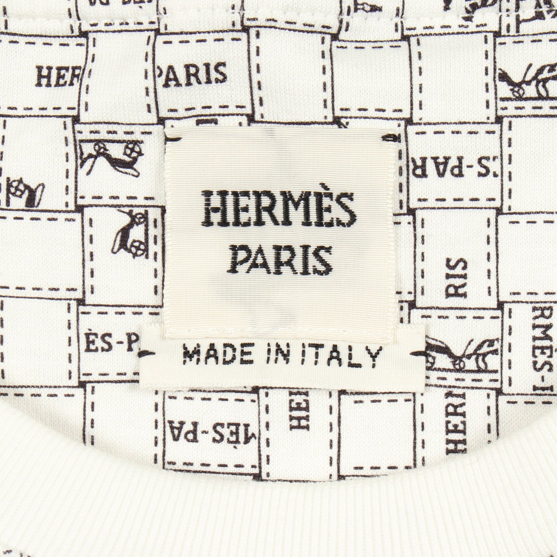 BOLDUC AU CARRE ボルデュック チェック 半袖Tシャツ クルーネック コットン ホワイト エルメス トップス HERMES