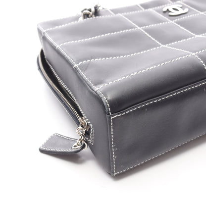 チョコバー ワイルドステッチ チェーンショルダーバッグ レザー ダークネイビー シルバー金具 シャネル バッグ CHANEL