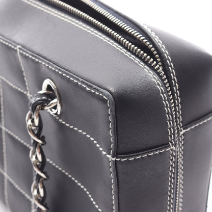 チョコバー ワイルドステッチ チェーンショルダーバッグ レザー ダークネイビー シルバー金具 シャネル バッグ CHANEL