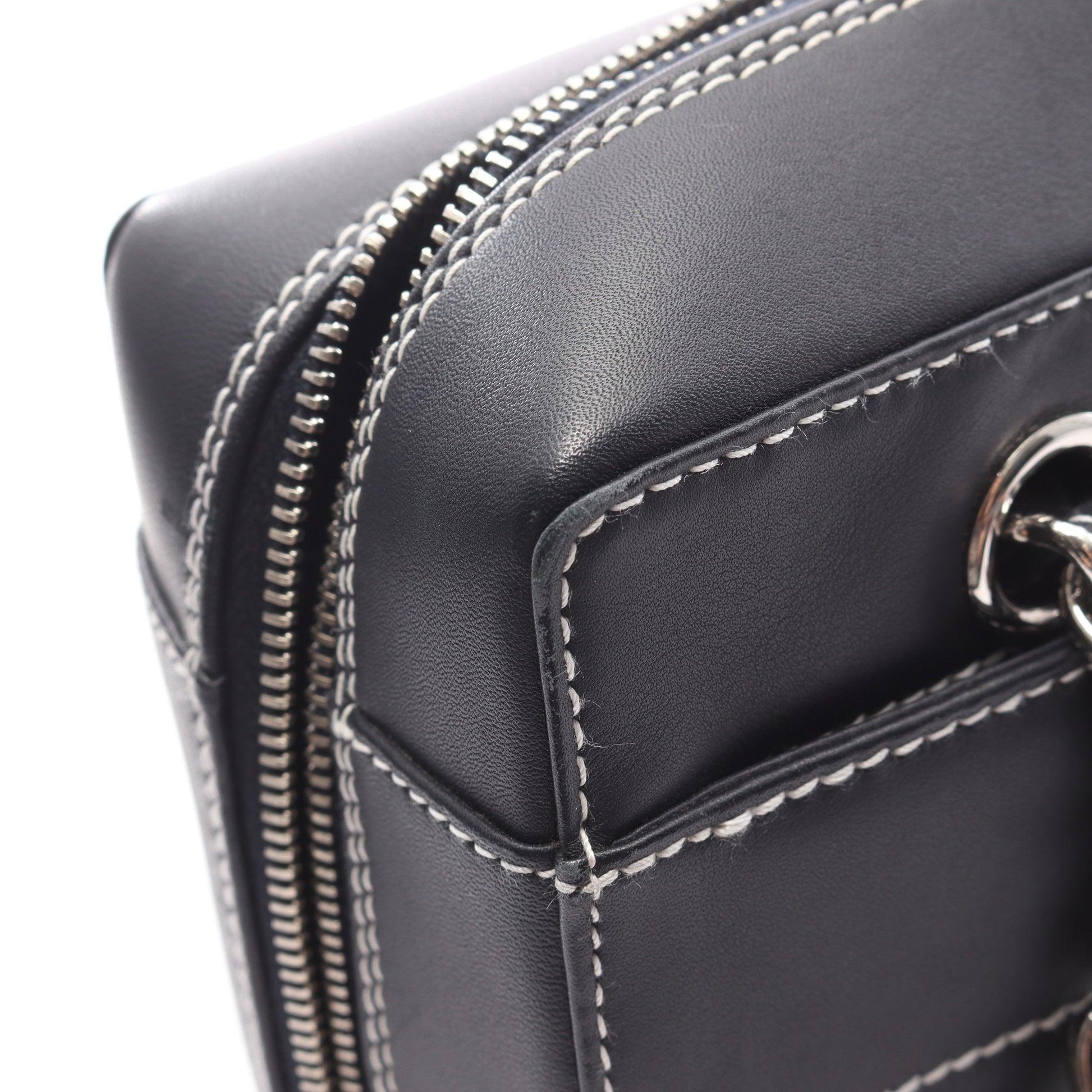 チョコバー ワイルドステッチ チェーンショルダーバッグ レザー ダークネイビー シルバー金具 シャネル バッグ CHANEL