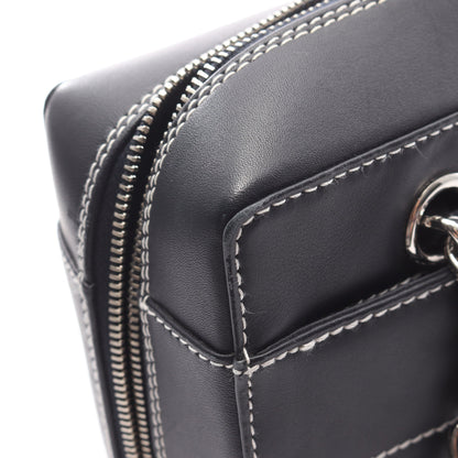 チョコバー ワイルドステッチ チェーンショルダーバッグ レザー ダークネイビー シルバー金具 シャネル バッグ CHANEL