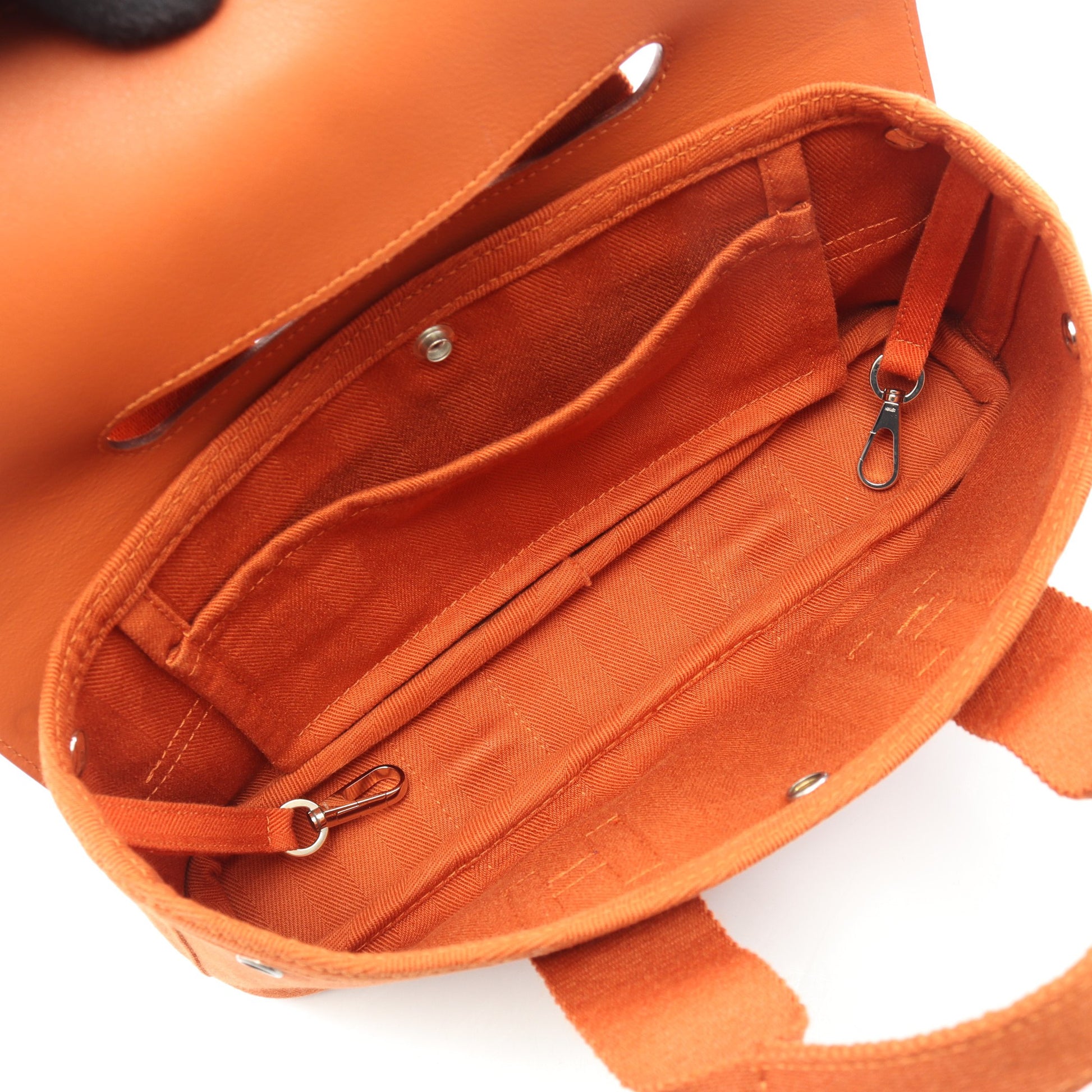 ヴァルパライソ ロングPM ポティロン ハンドバッグ トワルシェブロン ヴォースイフト オレンジブラウン シルバー金具 エルメス バッグ HERMES