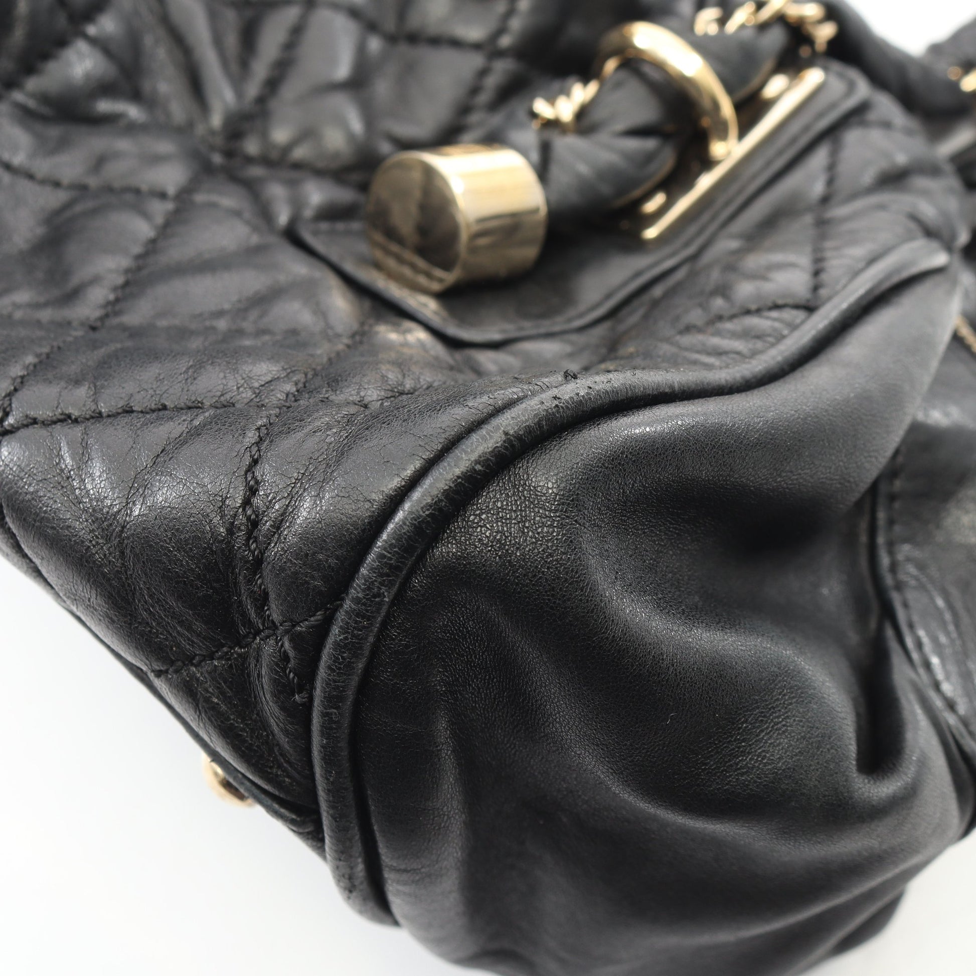 マトラッセ ミニボストンバッグ ラムスキン ブラック ゴールド金具 シャネル バッグ CHANEL