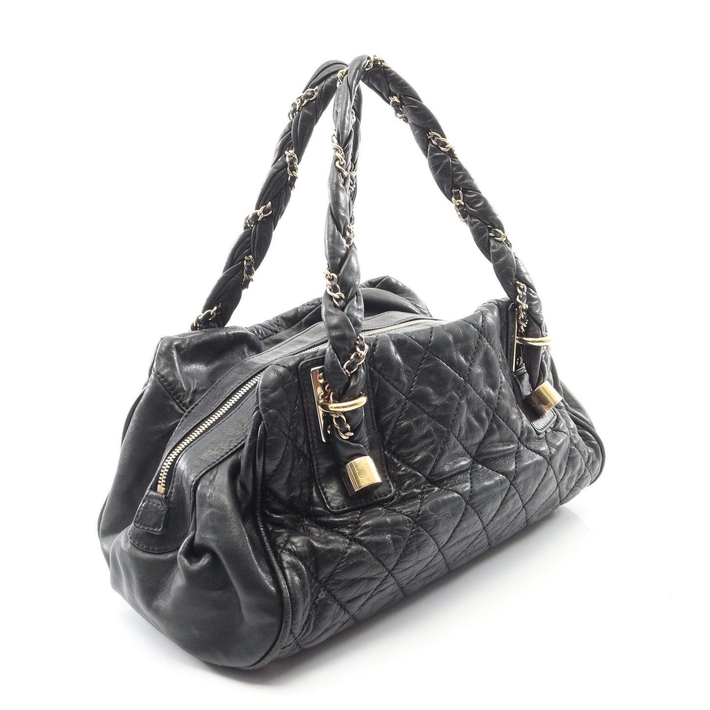 マトラッセ ミニボストンバッグ ラムスキン ブラック ゴールド金具 シャネル バッグ CHANEL