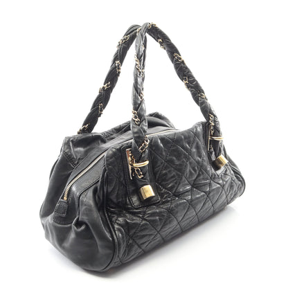 マトラッセ ミニボストンバッグ ラムスキン ブラック ゴールド金具 シャネル バッグ CHANEL