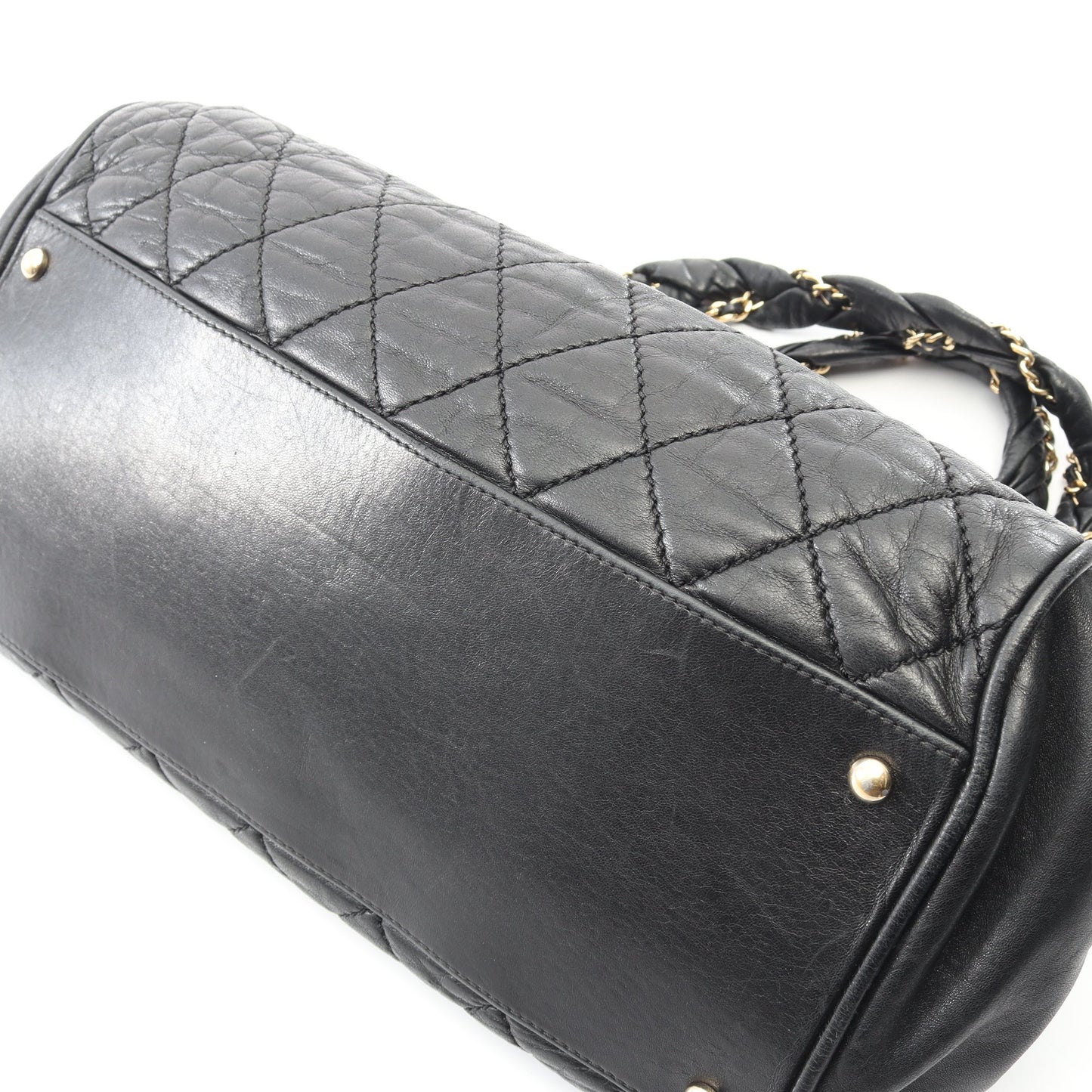 マトラッセ ミニボストンバッグ ラムスキン ブラック ゴールド金具 シャネル バッグ CHANEL
