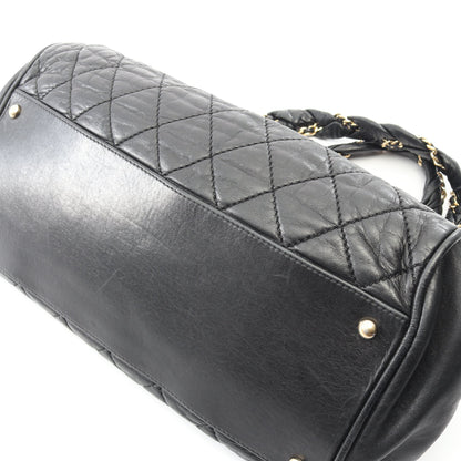マトラッセ ミニボストンバッグ ラムスキン ブラック ゴールド金具 シャネル バッグ CHANEL