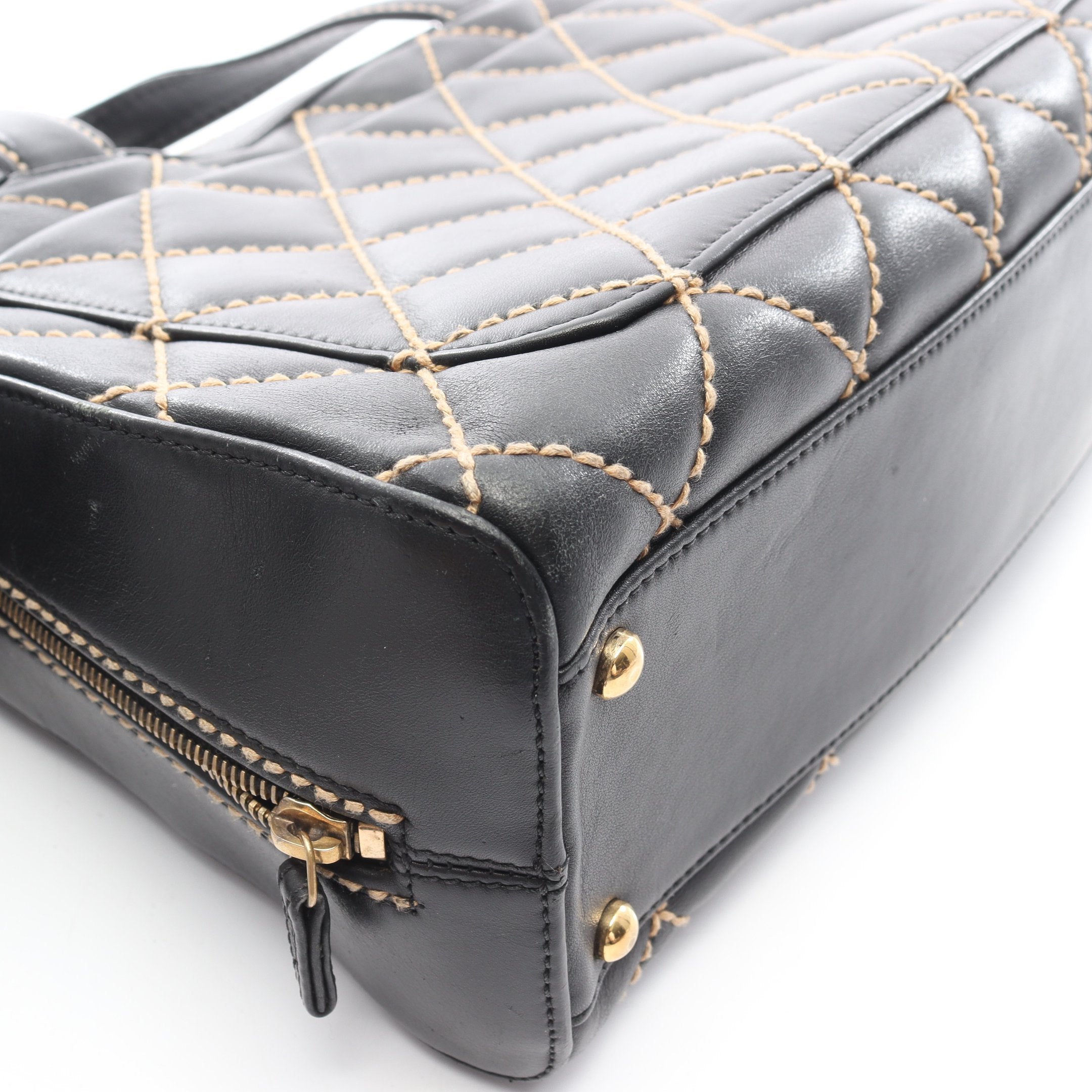 CHANEL ブラック ワイルドステッチ　バッグ VINTAGE CHANEL/シャネル】Wild stitch ボストンバッグ（ボストン