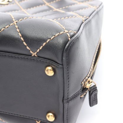 ワイルドステッチ ハンドバッグ ミニボストンバッグ レザー ブラック ゴールド金具 シャネル バッグ CHANEL