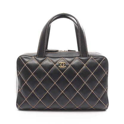ワイルドステッチ ハンドバッグ ミニボストンバッグ レザー ブラック ゴールド金具 シャネル バッグ CHANEL