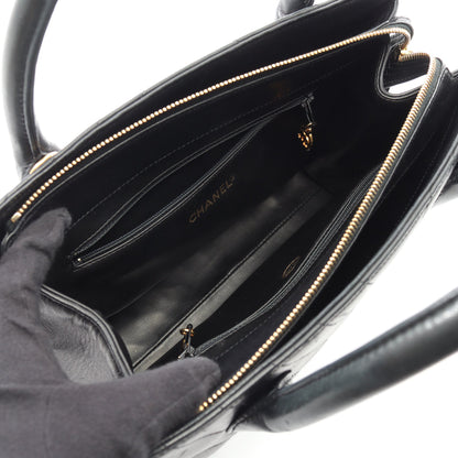 シェブロン Vステッチ 2WAY ハンドバッグ ラムスキン ブラック ゴールド金具 ヴィンテージ シャネル バッグ CHANEL
