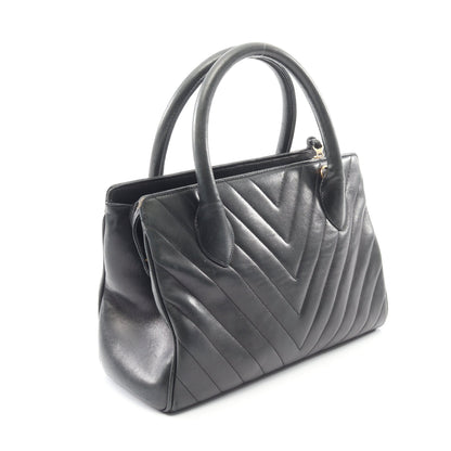 シェブロン Vステッチ 2WAY ハンドバッグ ラムスキン ブラック ゴールド金具 ヴィンテージ シャネル バッグ CHANEL