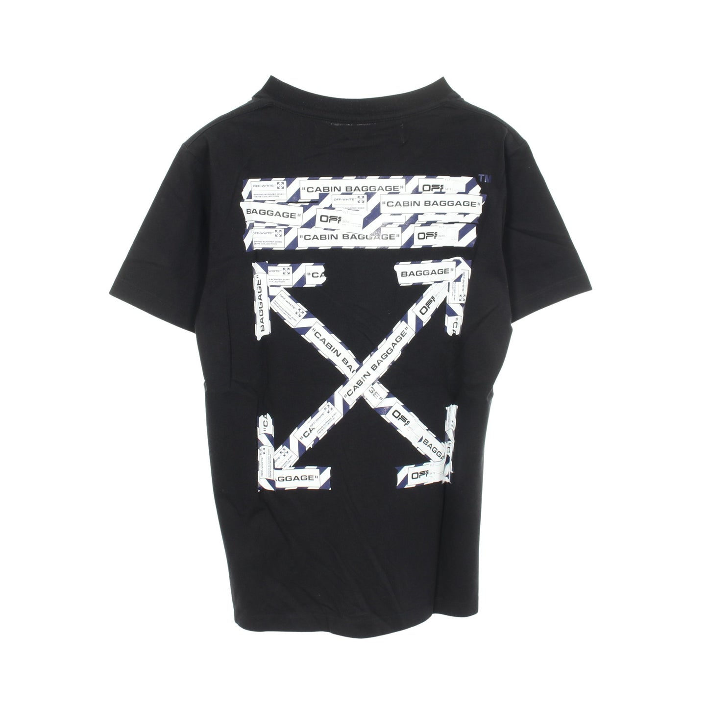 AIRPORT TAPE S/S SLIM TEE 半袖Tシャツ コットン ブラック オフホワイト トップス OFF-WHITE